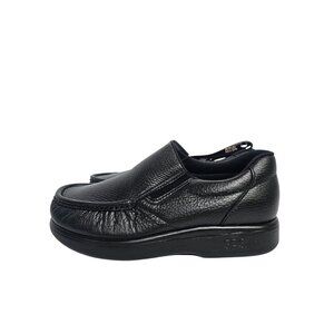 SAS Mens Side Gore Black Leather Shoes 7.5 WW Slip-On Comfort Loafers